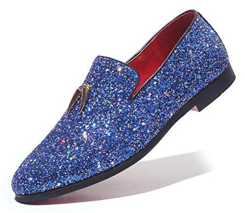 Mens Metallic Slip-on Glitter Fashion Smoking Slipper Moccasins Casual Dress Shoes - Bellkmart