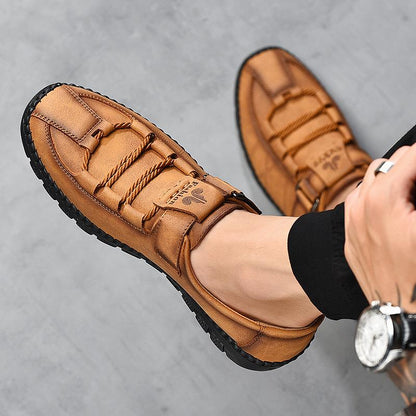 Handmade outdoor men's casual breathable leather shoes - Bellkmart