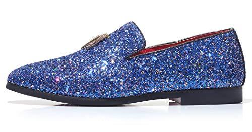 Mens Metallic Slip-on Glitter Fashion Smoking Slipper Moccasins Casual Dress Shoes - Bellkmart