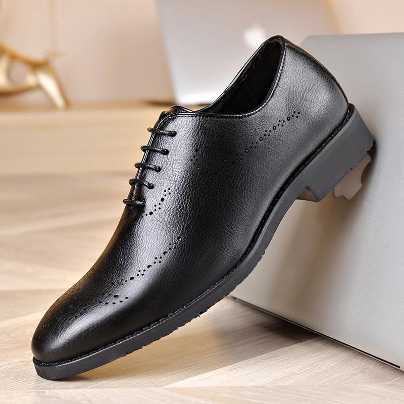 Italian handmade bullock breathable men's business banquet leather shoes - Bellkmart