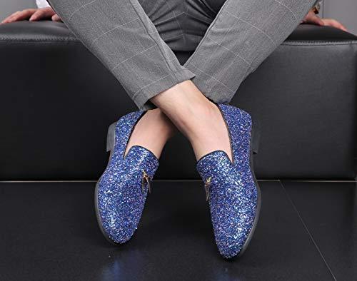 Mens Metallic Slip-on Glitter Fashion Smoking Slipper Moccasins Casual Dress Shoes - Bellkmart