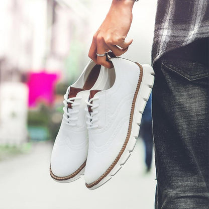 Bellkmart Autumn Comfy breathable Orthopedic Oxford Sneakers For Wide Feet - White - Bellkmart