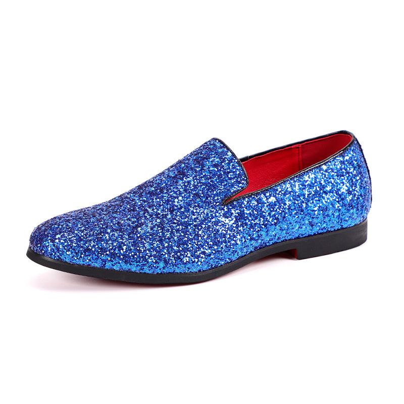 Sparkling Metallic Sequins Textured Slip-on Prom Luxury Wedding Dress Shoes - Bellkmart