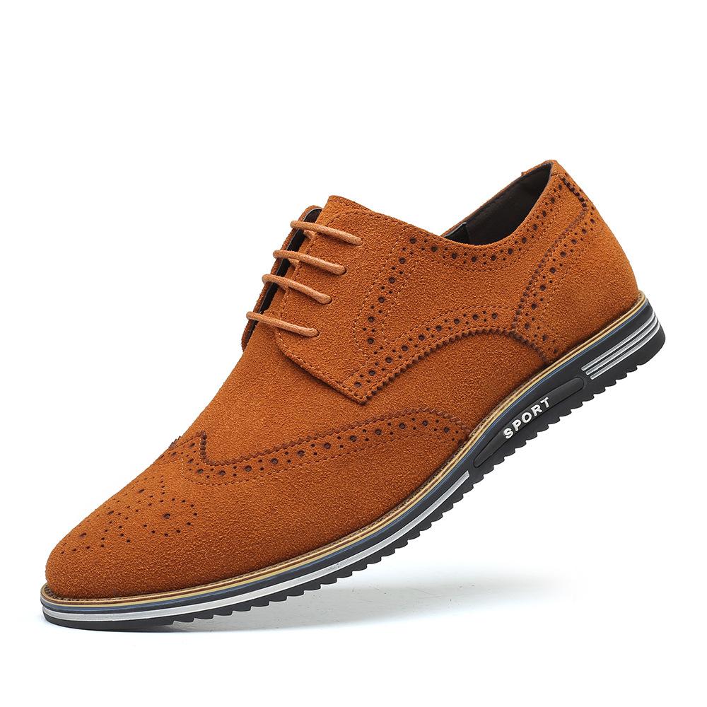 Luxury Genuine Suede Leather Brogue Mens Flats Shoes - Bellkmart