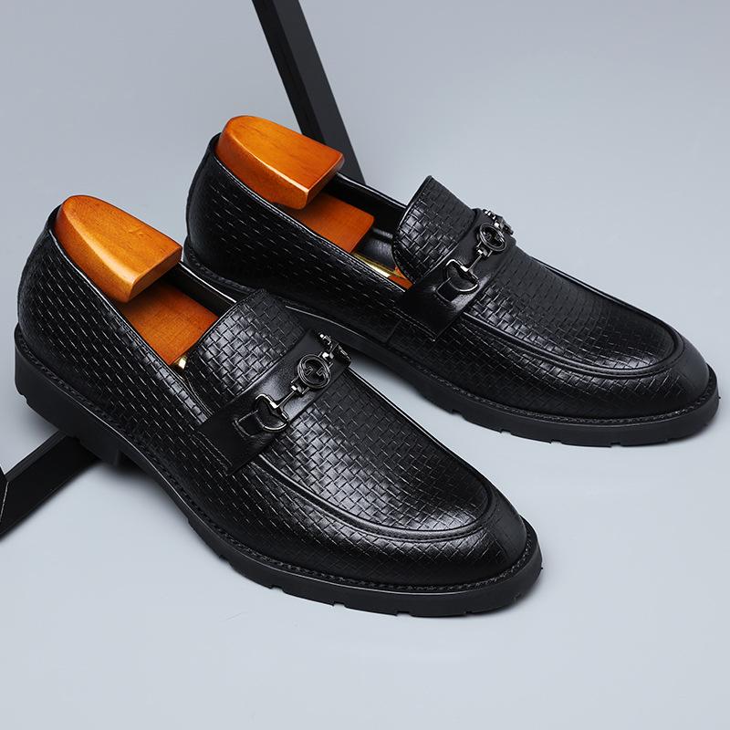 Italian hand-woven textured men's business shoes - Bellkmart