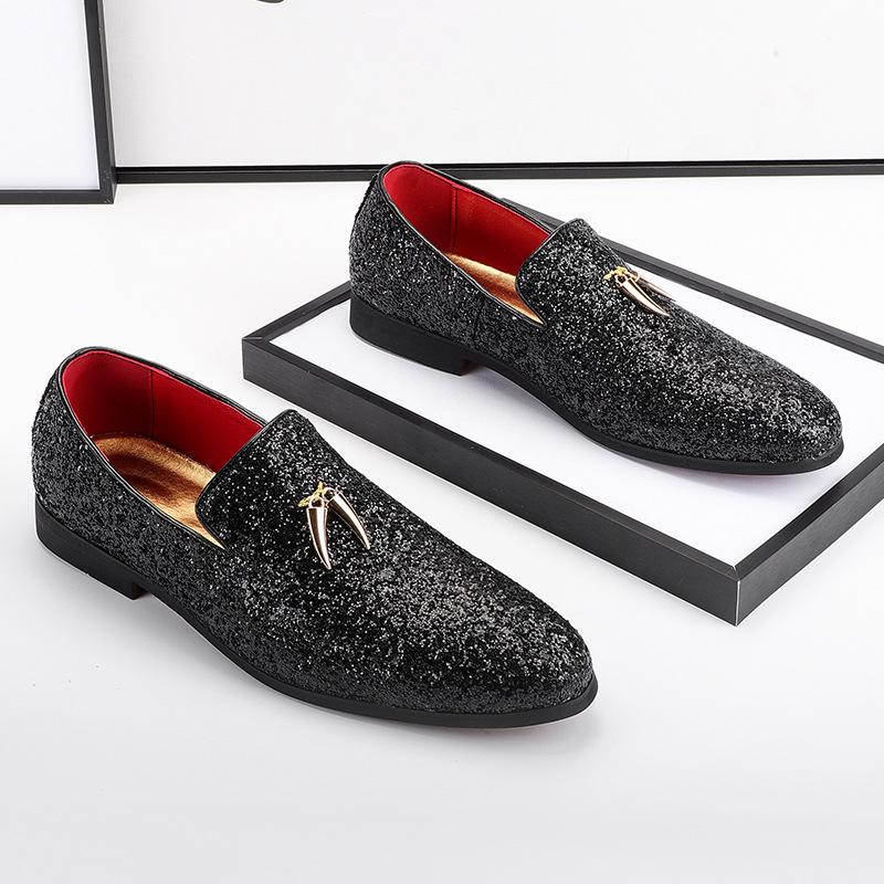 Mens Metallic Slip-on Glitter Fashion Smoking Slipper Moccasins Casual Dress Shoes - Bellkmart