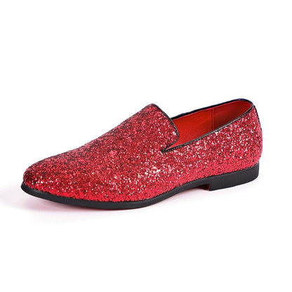 Sparkling Metallic Sequins Textured Slip-on Prom Luxury Wedding Dress Shoes - Bellkmart