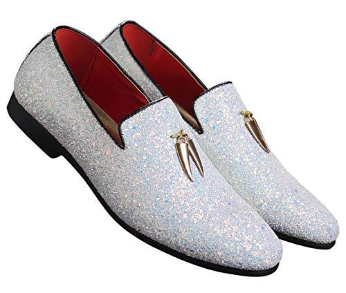 Mens Metallic Slip-on Glitter Fashion Smoking Slipper Moccasins Casual Dress Shoes - Bellkmart