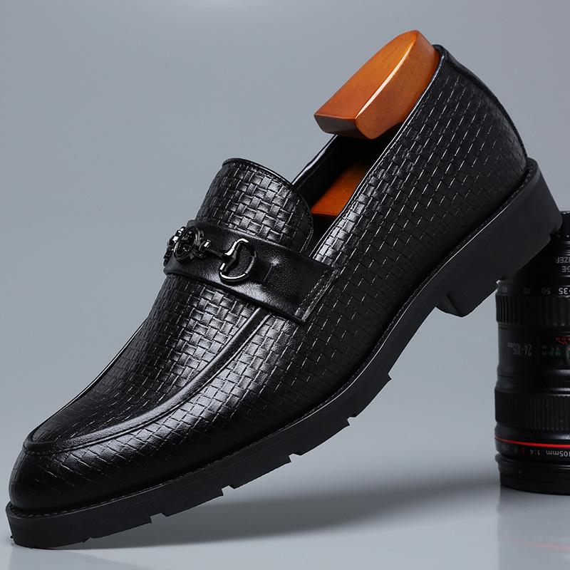 Italian hand-woven textured men's business shoes - Bellkmart