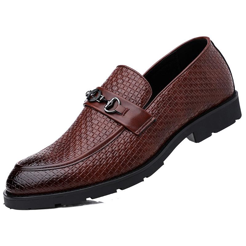 Italian hand-woven textured men's business shoes - Bellkmart