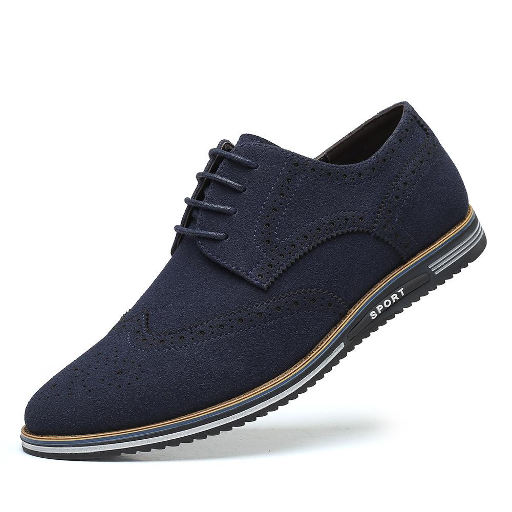 Luxury Genuine Suede Leather Brogue Mens Flats Shoes - Bellkmart