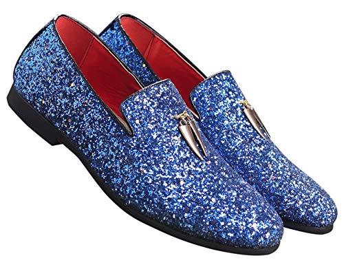 Mens Metallic Slip-on Glitter Fashion Smoking Slipper Moccasins Casual Dress Shoes - Bellkmart