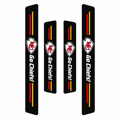 Kansas City Chiefs car door sill protector strips — four-piece product layout