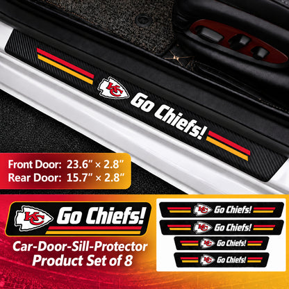 Kansas City Chiefs car door sill protector strips — 2 sets of 8 pieces