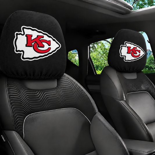 Kansas City Chiefs car headrest cover, Style 1 logo design, installed in car