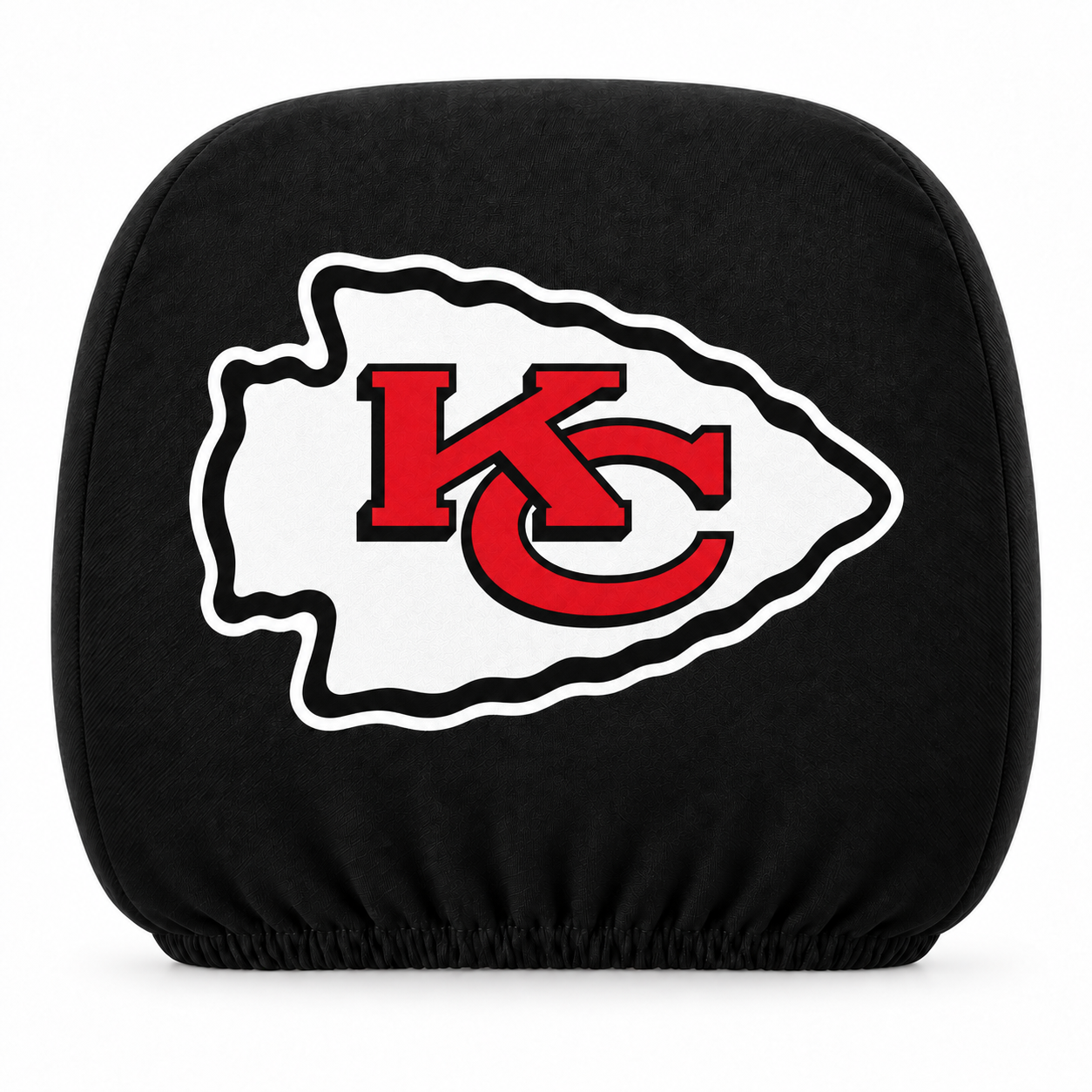 Kansas City Chiefs car headrest cover, Style 1 logo design, white background
