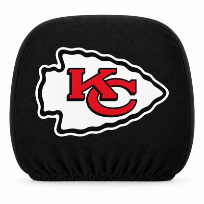 Kansas City Chiefs car headrest cover, Style 1 logo design, white background