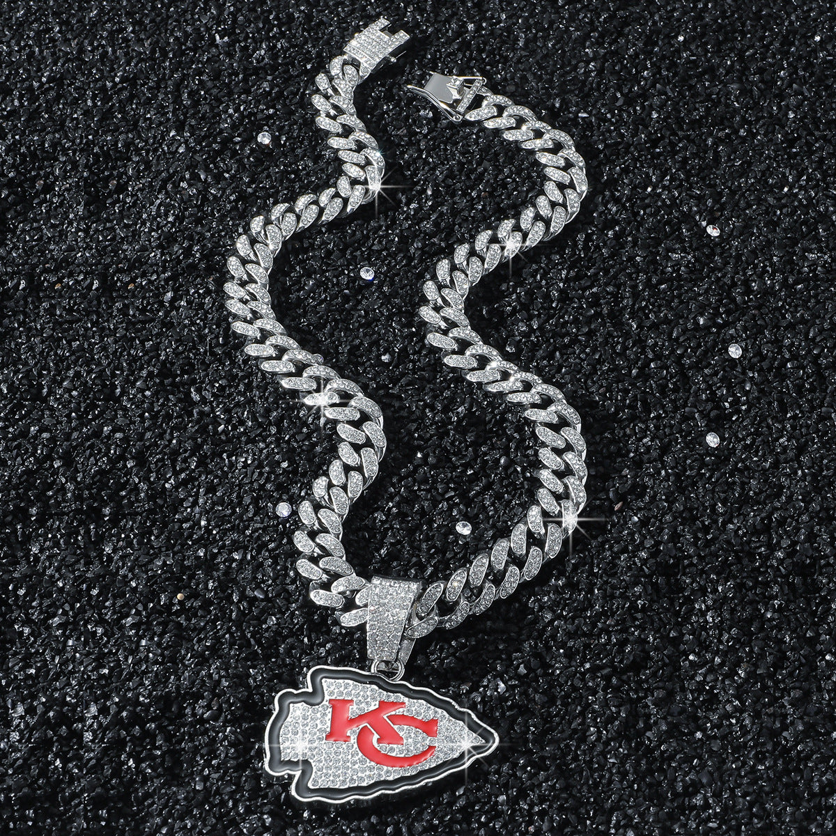 Kansas City Chiefs silver-tone rhinestone necklace