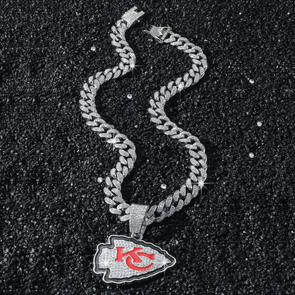 Kansas City Chiefs silver-tone rhinestone necklace