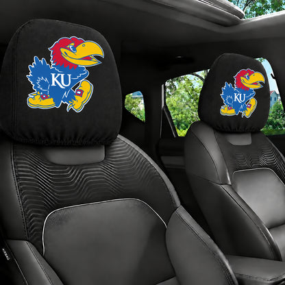 Kansas Jayhawks car headrest cover, Style 1 team design, installed in car