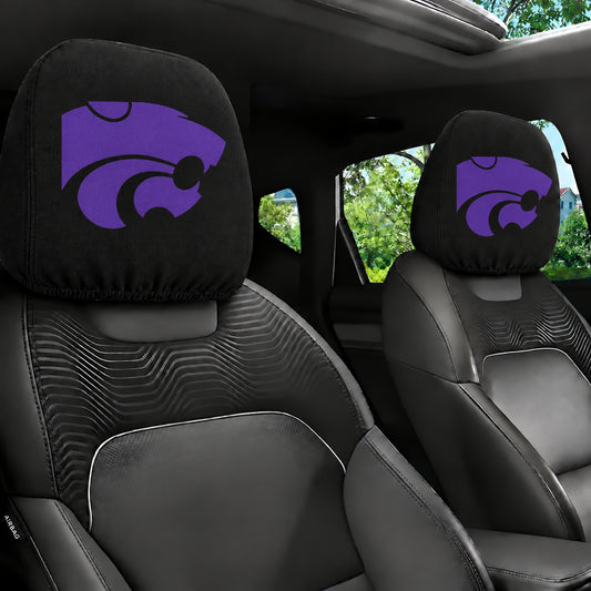 Kansas State Wildcats car headrest cover, Style 1 team design, installed in car