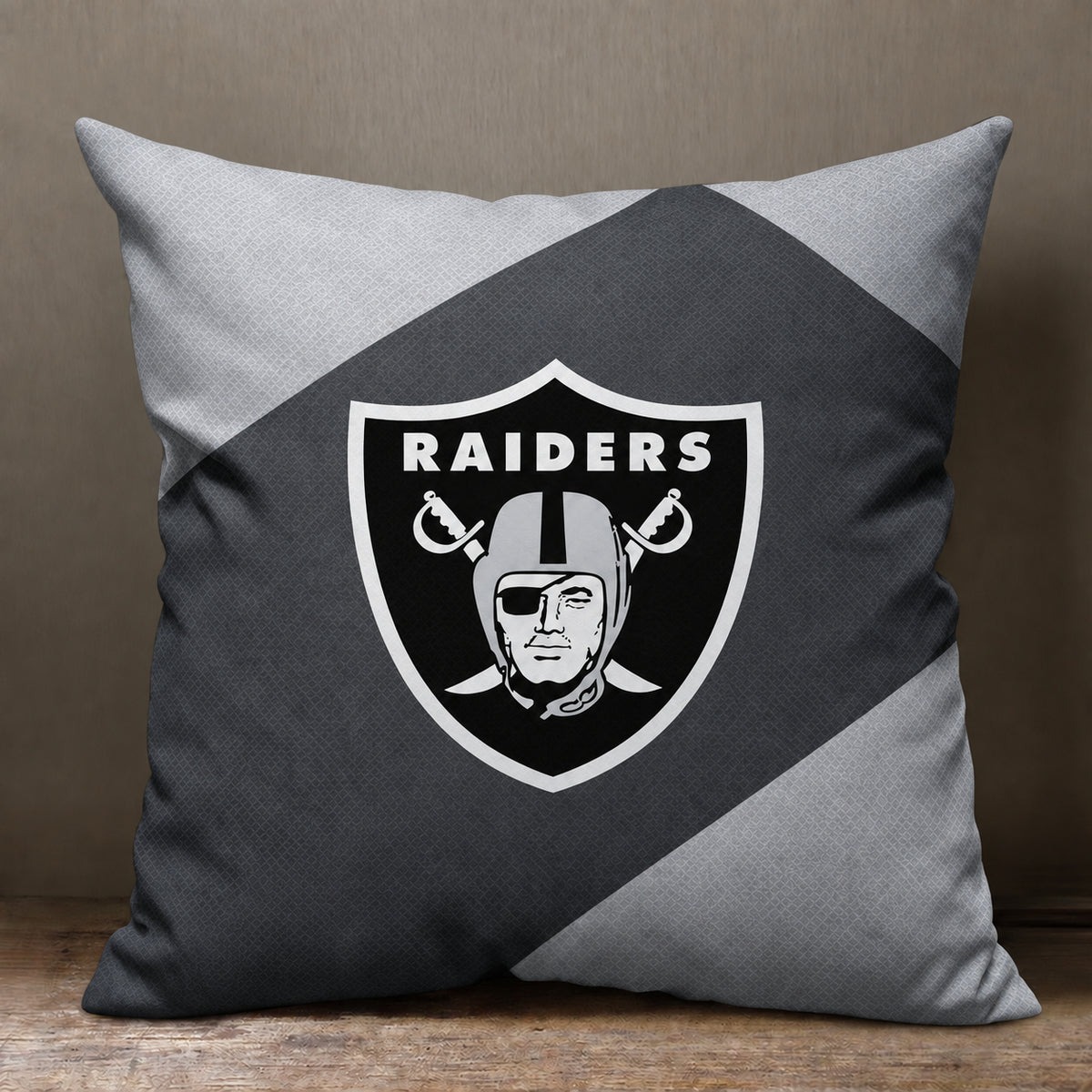 Las Vegas Raiders sofa cushion cover showing the team graphic and patterned design