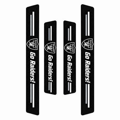 Las Vegas Raiders car door sill protector strips — four-piece product layout