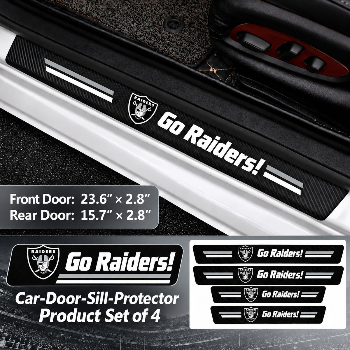 Las Vegas Raiders car door sill protector strips — 1 set of 4 pieces and dimensions