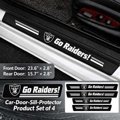 Las Vegas Raiders car door sill protector strips — 1 set of 4 pieces and dimensions