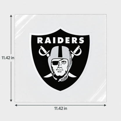 Las Vegas Raiders decorative sticker displayed on clear film with size markings