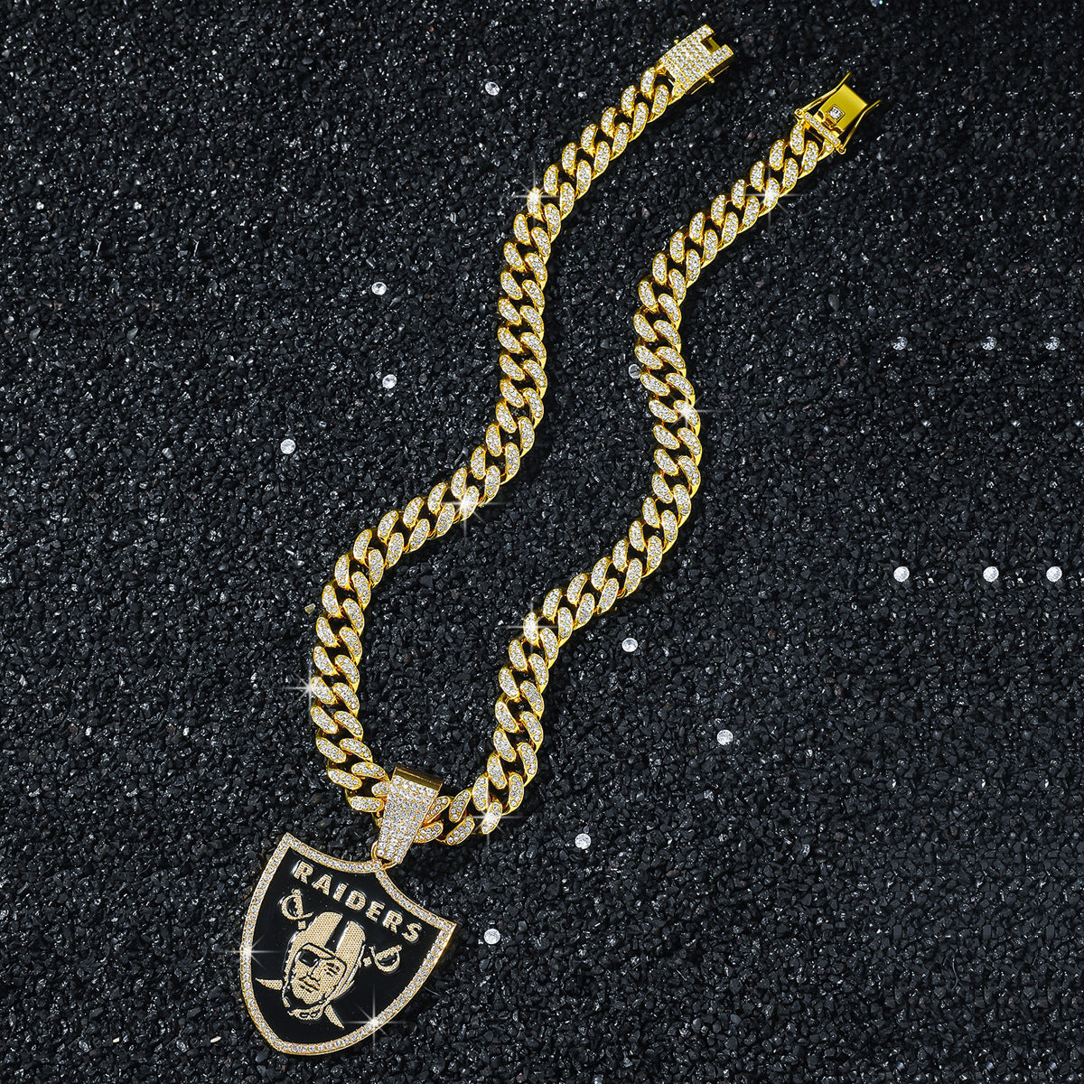 Las Vegas Raiders gold-tone rhinestone necklace