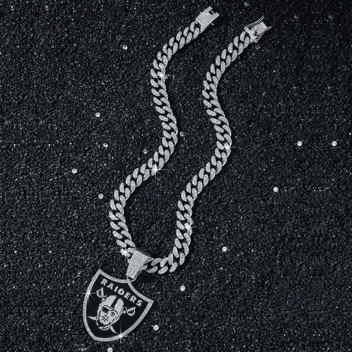 Las Vegas Raiders silver-tone rhinestone necklace