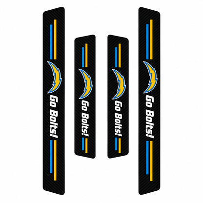 Los Angeles Chargers car door sill protector strips — four-piece product layout