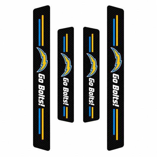 Los Angeles Chargers car door sill protector strips — four-piece product layout