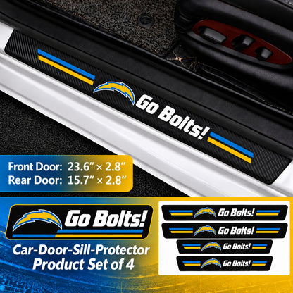 Los Angeles Chargers car door sill protector strips — 1 set of 4 pieces and dimensions