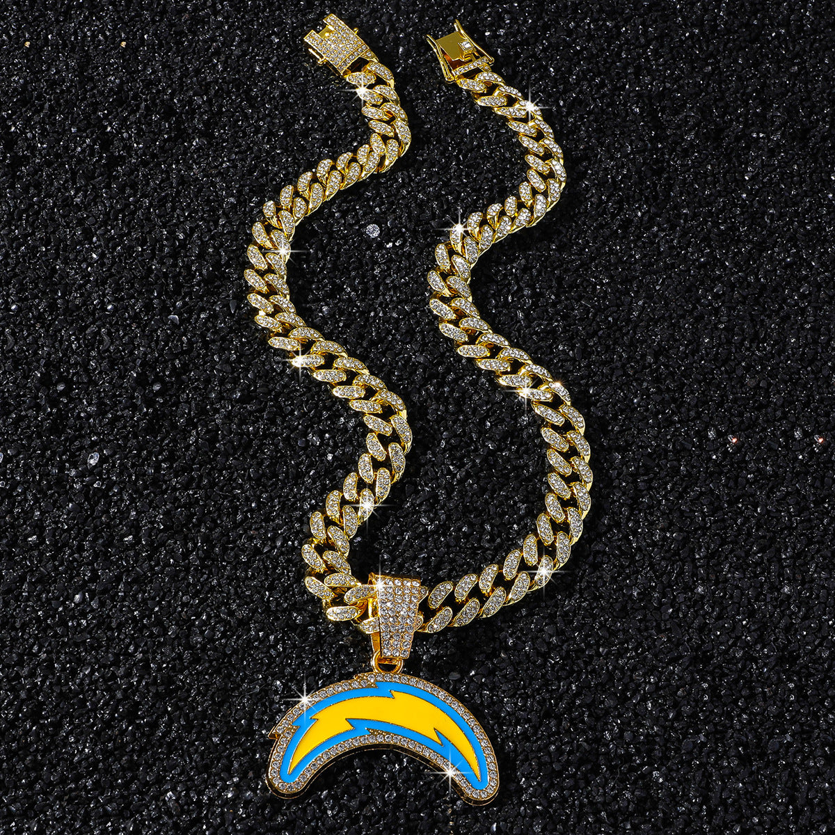 Los Angeles Chargers gold-tone rhinestone necklace