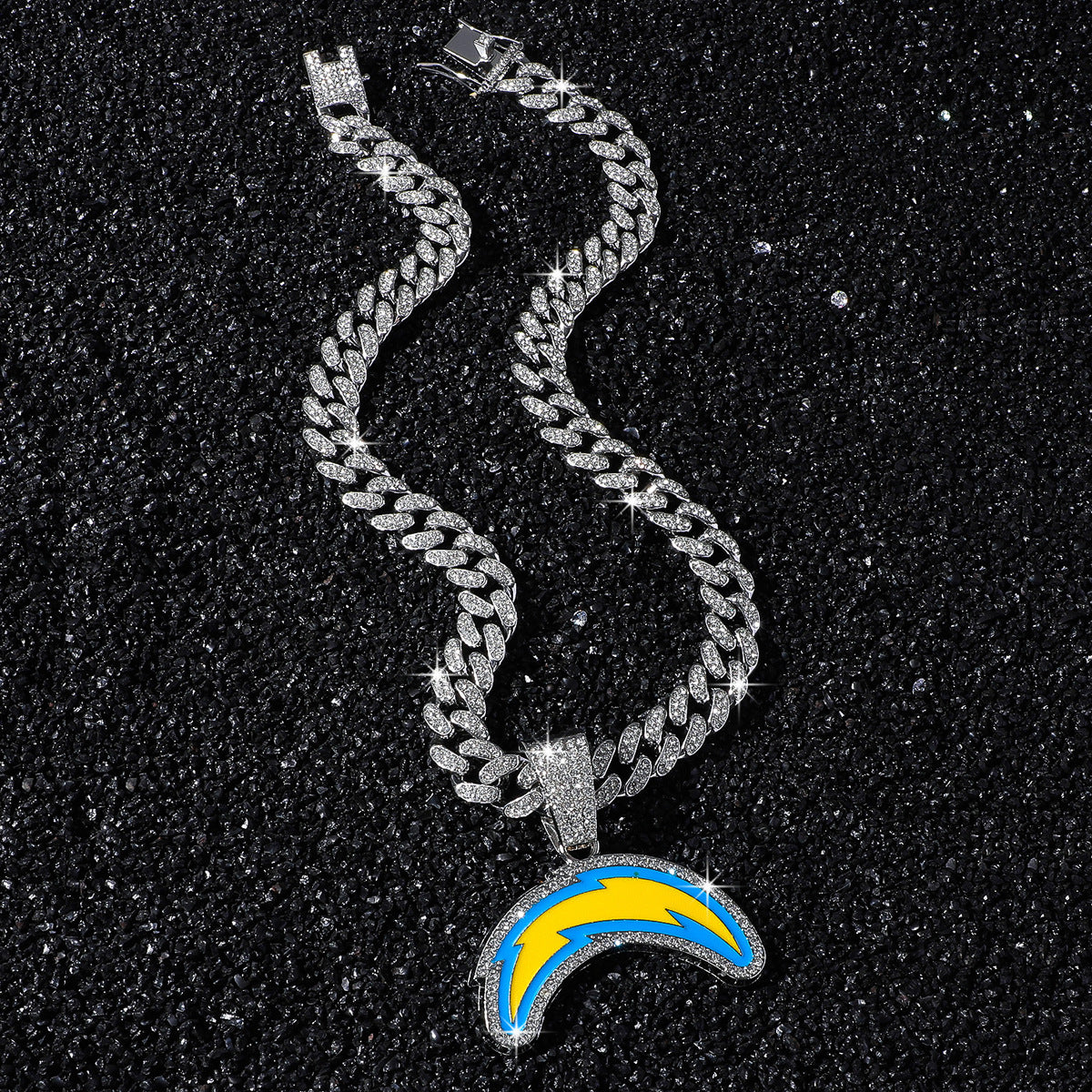 Los Angeles Chargers silver-tone rhinestone necklace