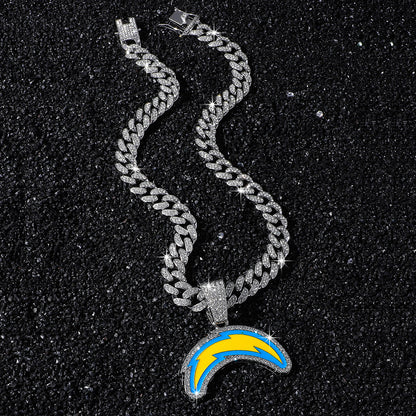 Los Angeles Chargers silver-tone rhinestone necklace