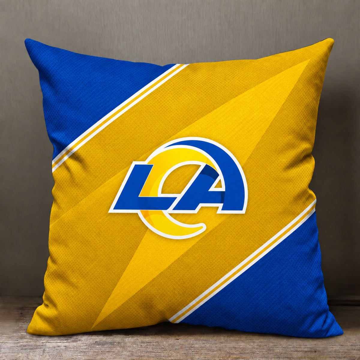 Los Angeles Rams sofa cushion cover showing the team graphic and patterned design