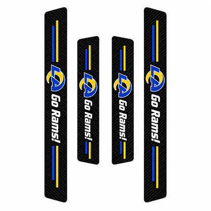 Los Angeles Rams car door sill protector strips — four-piece product layout