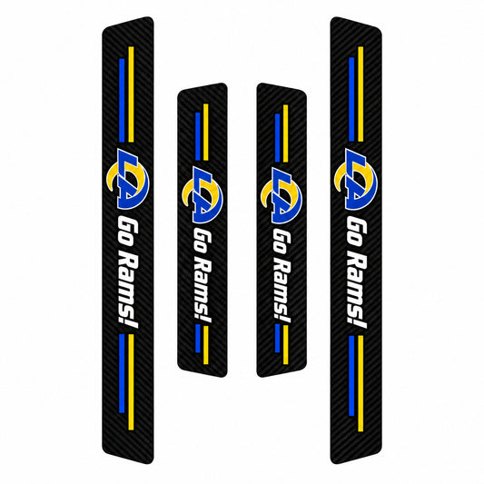 Los Angeles Rams car door sill protector strips — four-piece product layout