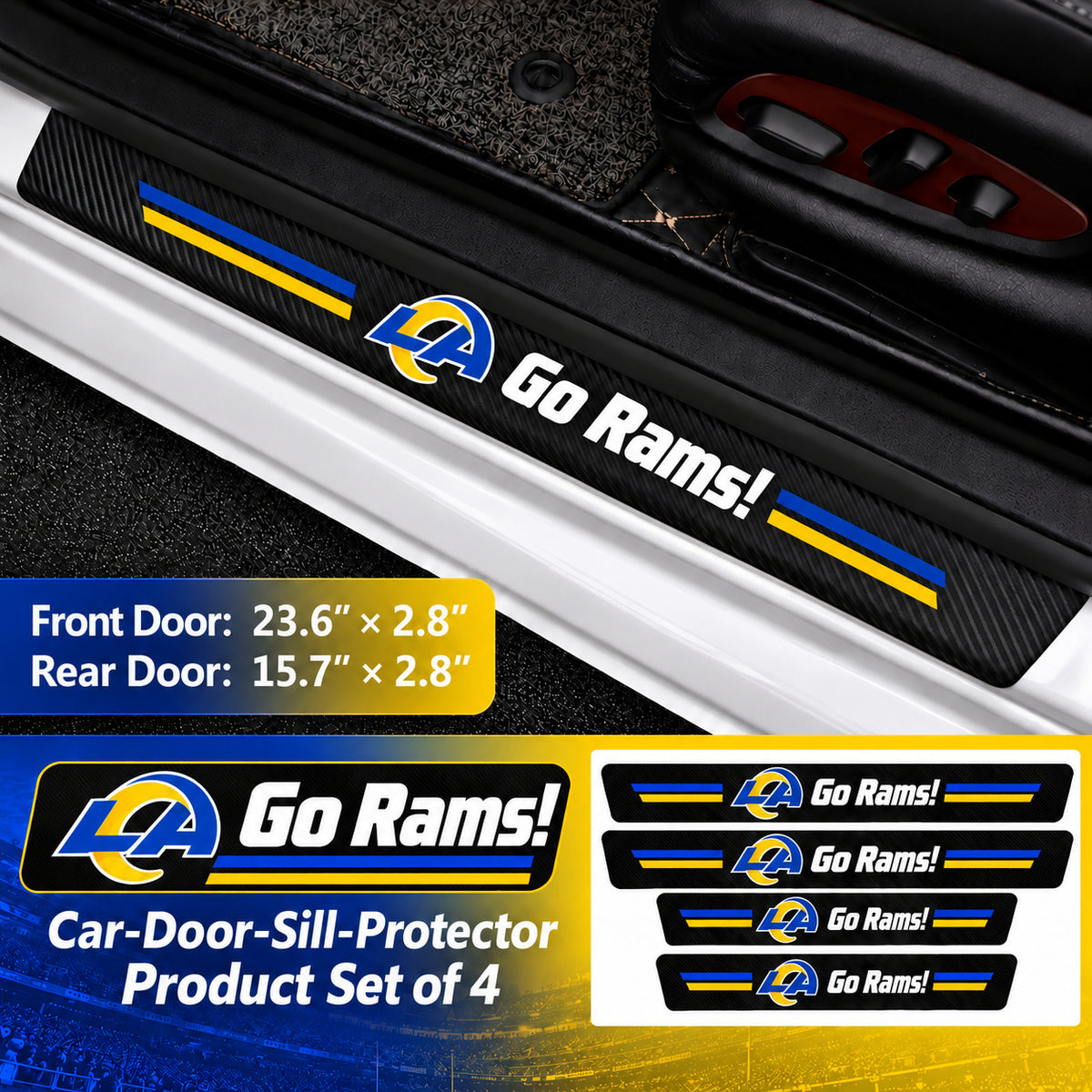 Los Angeles Rams car door sill protector strips — 1 set of 4 pieces and dimensions
