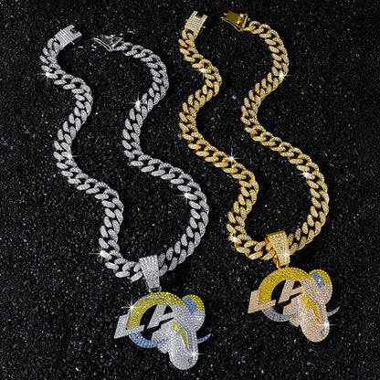 Los Angeles Rams necklace two-color set: one silver-tone and one gold-tone necklace