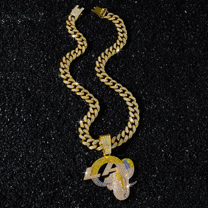 Los Angeles Rams gold-tone rhinestone necklace