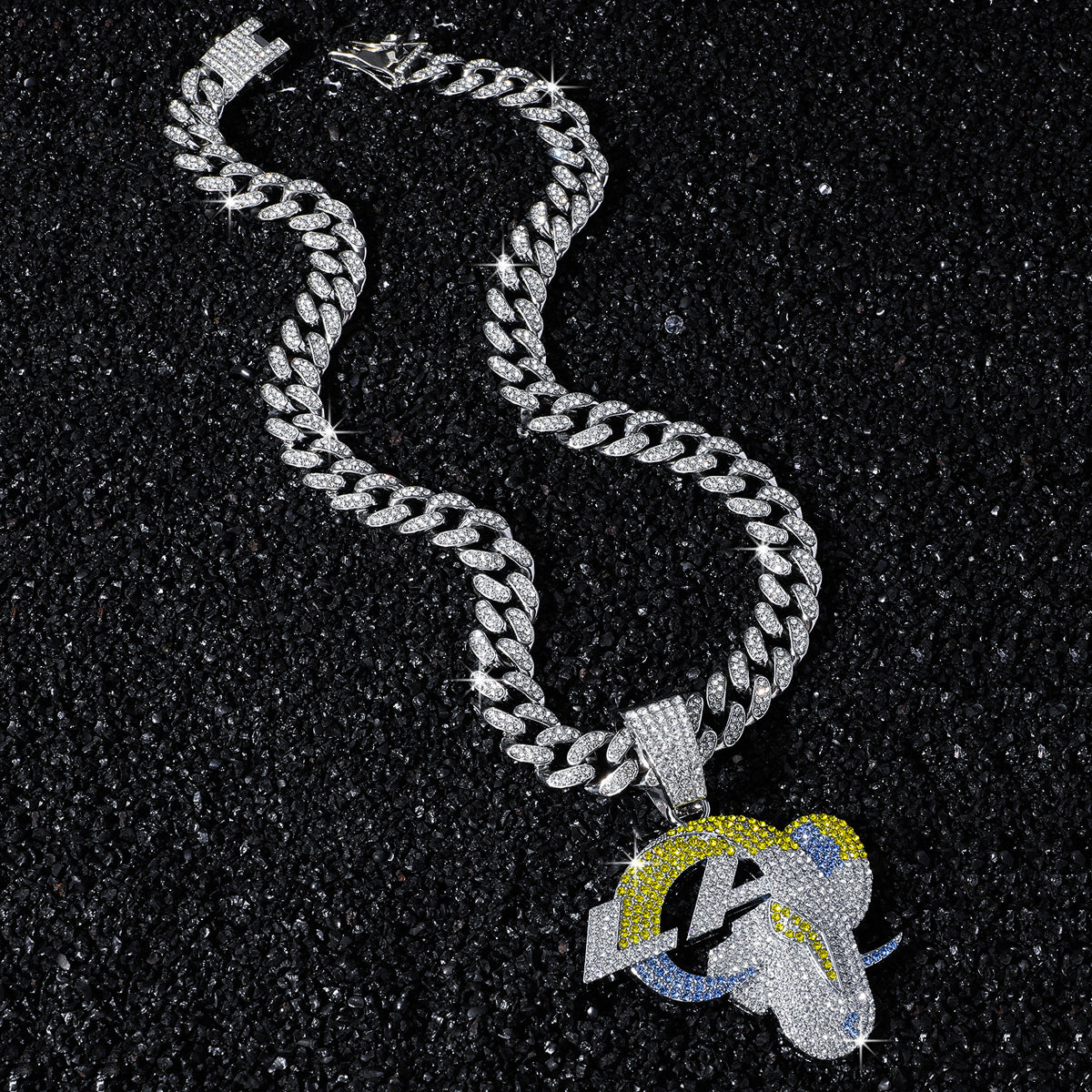 Los Angeles Rams silver-tone rhinestone necklace