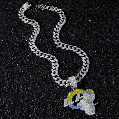 Los Angeles Rams silver-tone rhinestone necklace