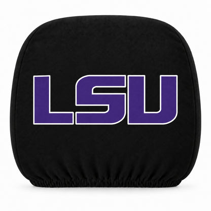 LSU Tigers car headrest cover, Style 1 team design, white background