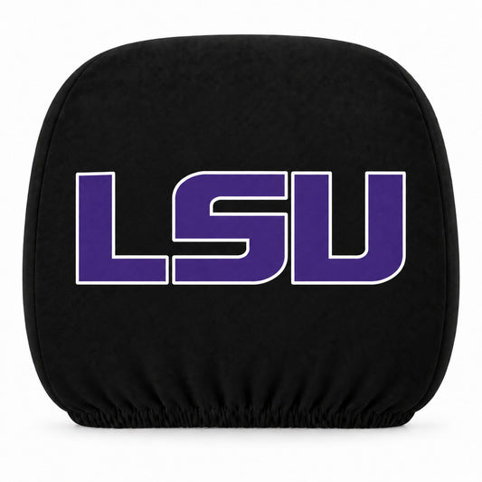 LSU Tigers car headrest cover, Style 1 team design, white background