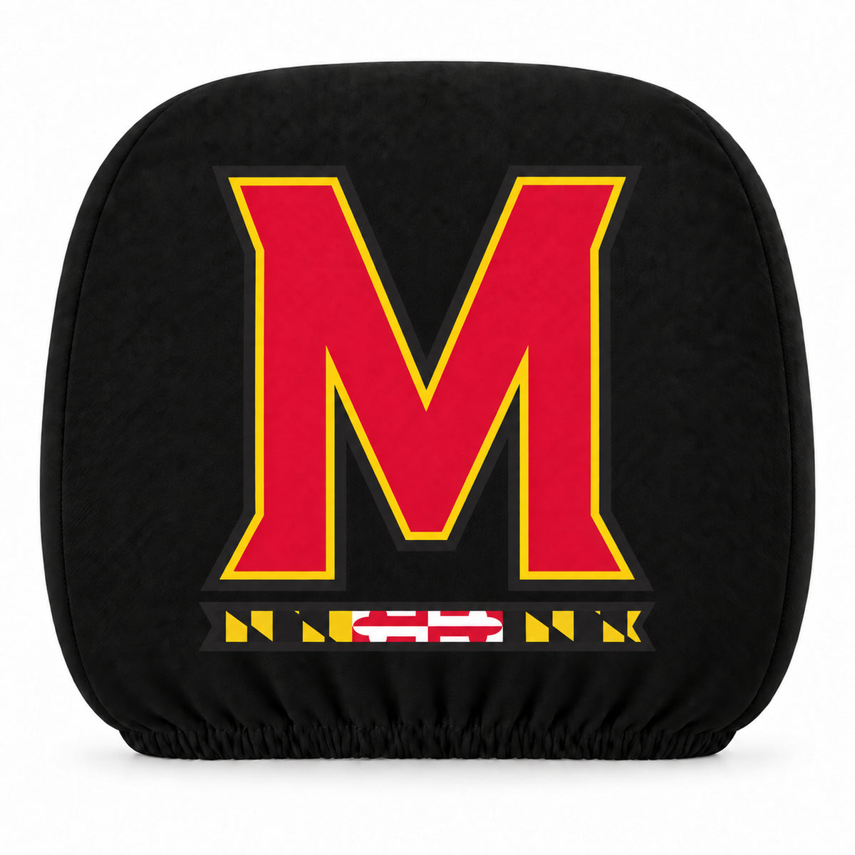 Maryland Terrapins car headrest cover, Style 1 team design, white background