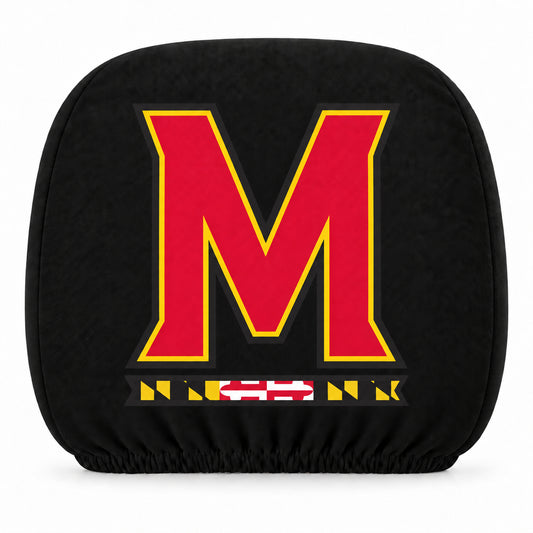 Maryland Terrapins car headrest cover, Style 1 team design, white background